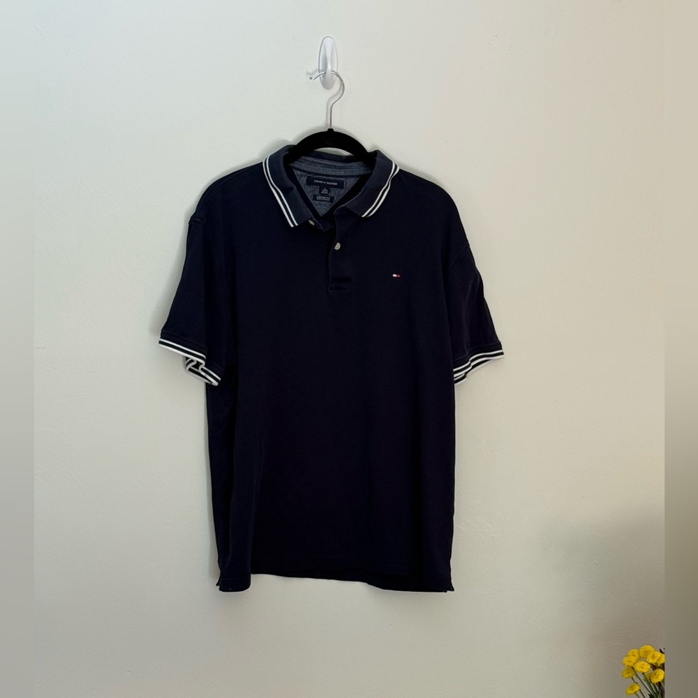 Tommy Hilfiger XL Dark Blue Polo with White Accents
